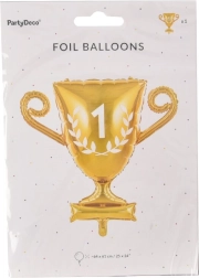 Foil balloon in the shape of a golden trophy cup