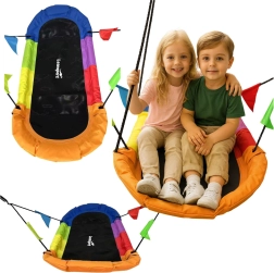 Sodo sūpynės „Gandro lizdas“, stačiakampės, spalvingos, 167 x 75 cm