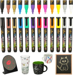 12 skystų kreidinių žymeklių rinkinys stiklui, lentoms ir keramikai