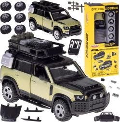 Metalinis tiuninguojamas LAND ROVER DEFENDER 110 modelis 1:43 su priedų rinkiniu