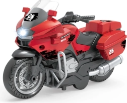 Raudonas lenktyninis motociklas su „pull back“ funkcija