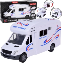 Baltas karavanas su šviesomis ir garsais