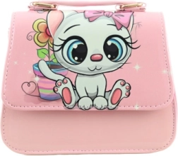 Vaikiška rankinė su kačiuku, rožinė, blizgi