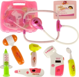 Rožinė gydytojo rinkinys lagamine su efektais