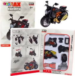Metalinis motociklo modelis surinkimui 1:14 juodai-oranžinis