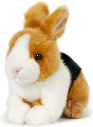 Rudas–juodas–baltas pliušinis triušiukas 15 × 17 cm