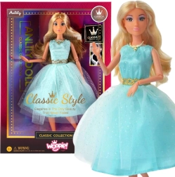 Woopie Royal lėlė Lily 30 cm su ilgais šviesiais plaukais elegantiškoje turkio spalvos suknelėje