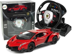 Remote-Controlled Lamborghini Veneno Red 2.4G Steering-Wheel Pilot Sound Lights 1:24