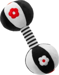 Sensorinis kontrastinis žaislas su barškučiu Akuku hantelis