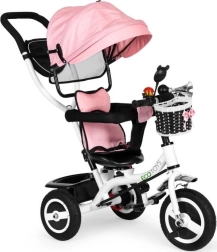 Vaikiškas triratukas su pasukamu stogeliu ECOTOYS, rožinis