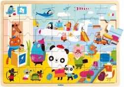 DJECO medinė dėlionė oro uostas, 35 dalys