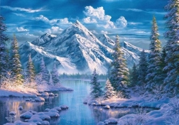 Deimantinė mozaika „Upė kalnų slėnyje“ 30 × 40 cm