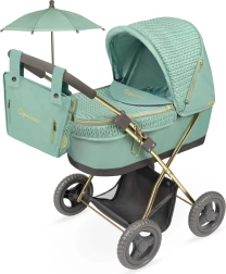 Sulankstomas lėlių vežimėlis su skėčiu nuo saulės ir krepšiu Capriccio 60 cm