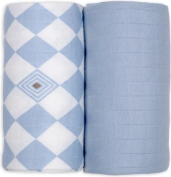 Lodger swaddler made of organic cotton 110 × 110 cm, blue fogg - 2 pieces