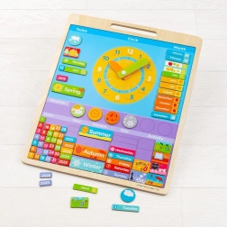 Angliškas magnetinis kalendorius su laikrodžiu BIGJIGS TOYS