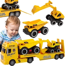Woopie construction tow truck with dump truck and excavator