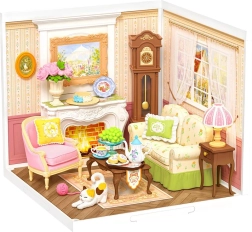 Miniatiūrinis namelis „Penktos valandos arbata“ – pasidaryk pats 3D medinė dėlionė su LED