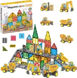 Woopie magnetinės konstravimo kaladėlės su statybinėmis mašinomis, 30 dalių