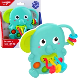 Sensorinis barškutis žalias drambliukas su judančiais elementais