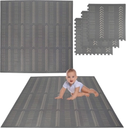 Humbi putų dėlionės kilimėlis, 9 vnt., pilkas, 180 × 180 × 1 cm