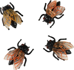 Decorative Plastic Flies for Halloween, 4 pcs