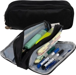 Black three-compartment pencil case Maaleo