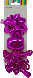 Gift set of metallic bows and ribbon, 3 pcs (bows 9 cm, ribbon 10 m, mini bow 6 mm)