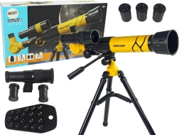 Children's educational telescope with phone holder – Yellow
