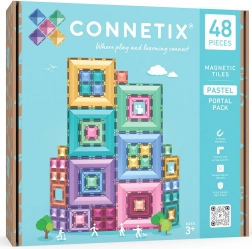 Connetix Pastel Portal Pack – kūrybinės magnetinės konstravimo kaladėlės, 48 dalių