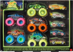 Rinkinys HOT WHEELS MONSTER TRUCKS 1:64 šviečiantys tamsoje, 10 vnt.