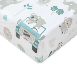Medvilninė paklodė kūdikio lovytei NEW BABY Safari II 120 × 60 cm