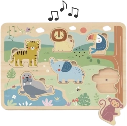 Tooky Toy medinė interaktyvi gyvūnėlių dėlionė
