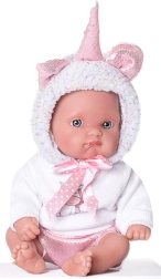 Realistic baby doll unicorn white 21 cm