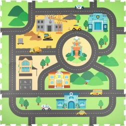 Putų mokomoji dėlionė-kilimėlis 120 × 120 cm – miesto gatvės, 4 dalys HUMBI