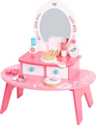 Medinis rožinis tualetinis staliukas su veidrodžiu TOOKY TOY