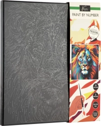 Tapyba pagal numerius ant juodo drobės – liūtas