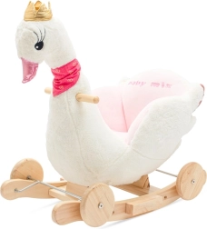 Supama žaislas su ratukais ir melodija Baby Mix gulbė balta