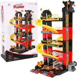 Daugiaaukštė automobilių stovėjimo garažas su judančiu liftu ir 10 lenktyninių mašinėlių