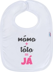 Vaikiškas seilinukas NEW BABY mama + tėtis = aš – rožinis