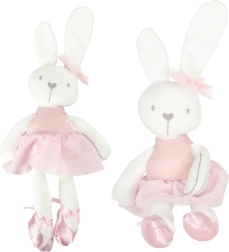 Pliušinis triušiukas su rožine suknele, 42 cm