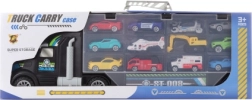 Sunkvežimis su iššaunamais automobiliukais ir sraigtasparniu, 12 transporto priemonių rinkinys