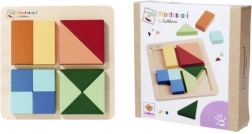 Montessori square wooden puzzle – geometric board with 4 squares