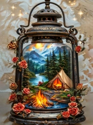 Deimantinis tapymas Magiška žibalinė lempa 30 × 40 cm