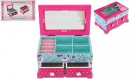 Medinė papuošalų dėžutė Princess su 2 stalčiukais ir veidrodėliu