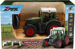 RC žemės ūkio traktorius 2,4 GHz 1:24 su LED efektais