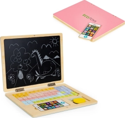Medinis magnetinis edukacinis nešiojamasis kompiuteris su telefonu ir raidėmis ECO TOYS