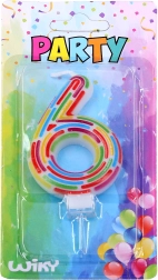 Vakarėlio torto žvakė skaičius 6 – brūkšneliai