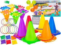 3-in-1 skill game – target throwing with LED cones, balls, beanbags and hoops