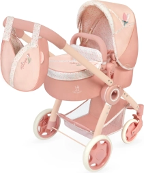 Sulankstomas 3 viename lėlių vežimėlis su krepšiu Tulipe 70 cm