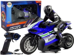 RC lenktyninis motociklas 2,4 GHz, nuotolis 35 m, mėlynas